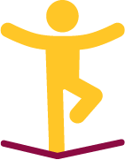 Illustrated figure balancing themselves on one leg